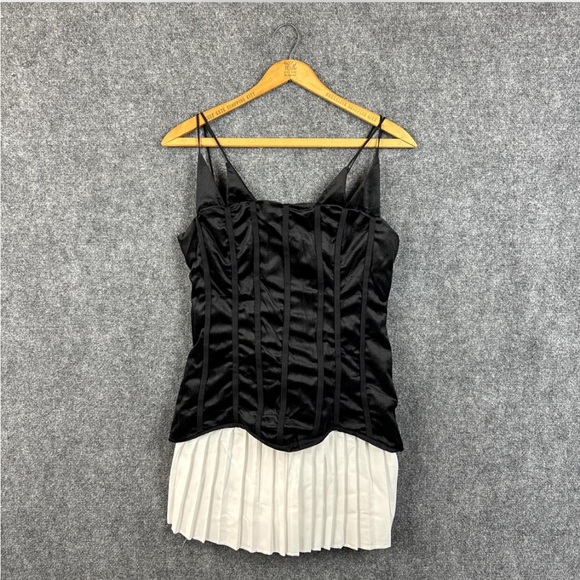 Black Corset Dress with White Pleated Skirt - Picture 1 of 3